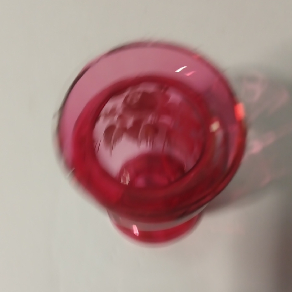 Vintage Bohemian Chezoslovkia Mini Hand Painted Cranberry Vase - Picture 4 of 5